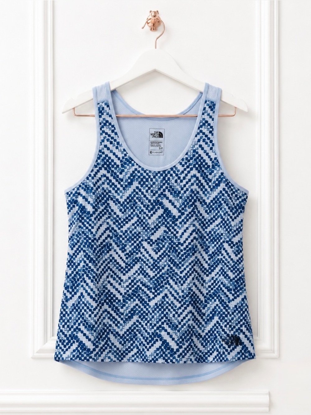 The North Face Womens Small Blue Chevron Geo Print FlashDry Activewear Tank Top